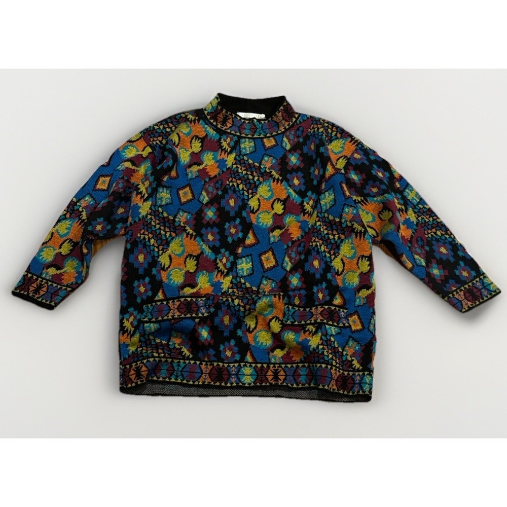 Vintage The Limited Western Aztec Navajo Sweater Jacket Rodeo M/L Italy 90s RRL